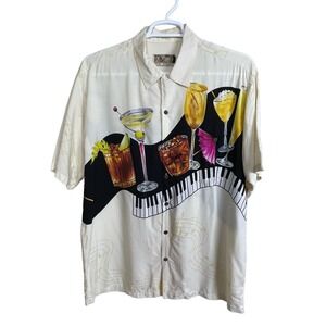 Vintage Tori Richard Hawaiian Shirt XL Martini Tropical Tiki Island Retro Resort
